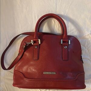 London Fog Red Satchel Bag with Silver Hardware
